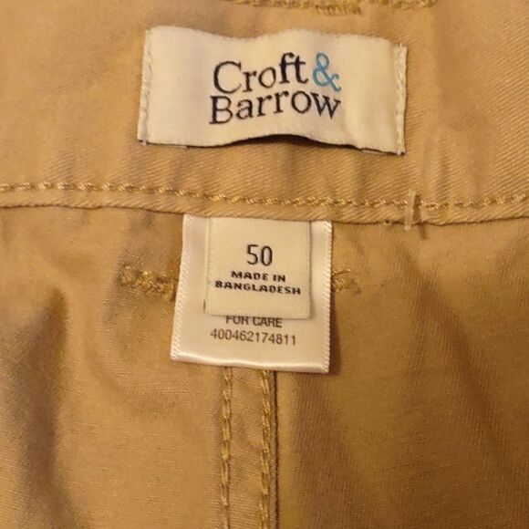 New Croft & Barrow Men's Size 50 Khaki Cargo Shorts Elastic Sides - Picture 6 of 8
